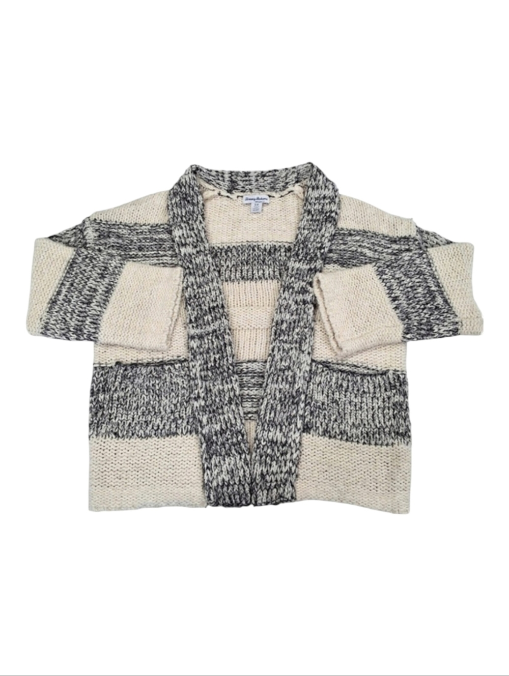 Tommy Bahama~Indigo Ink~Womens Chunky Cardigan~Wool~Tan Grey Shawl~Size Small